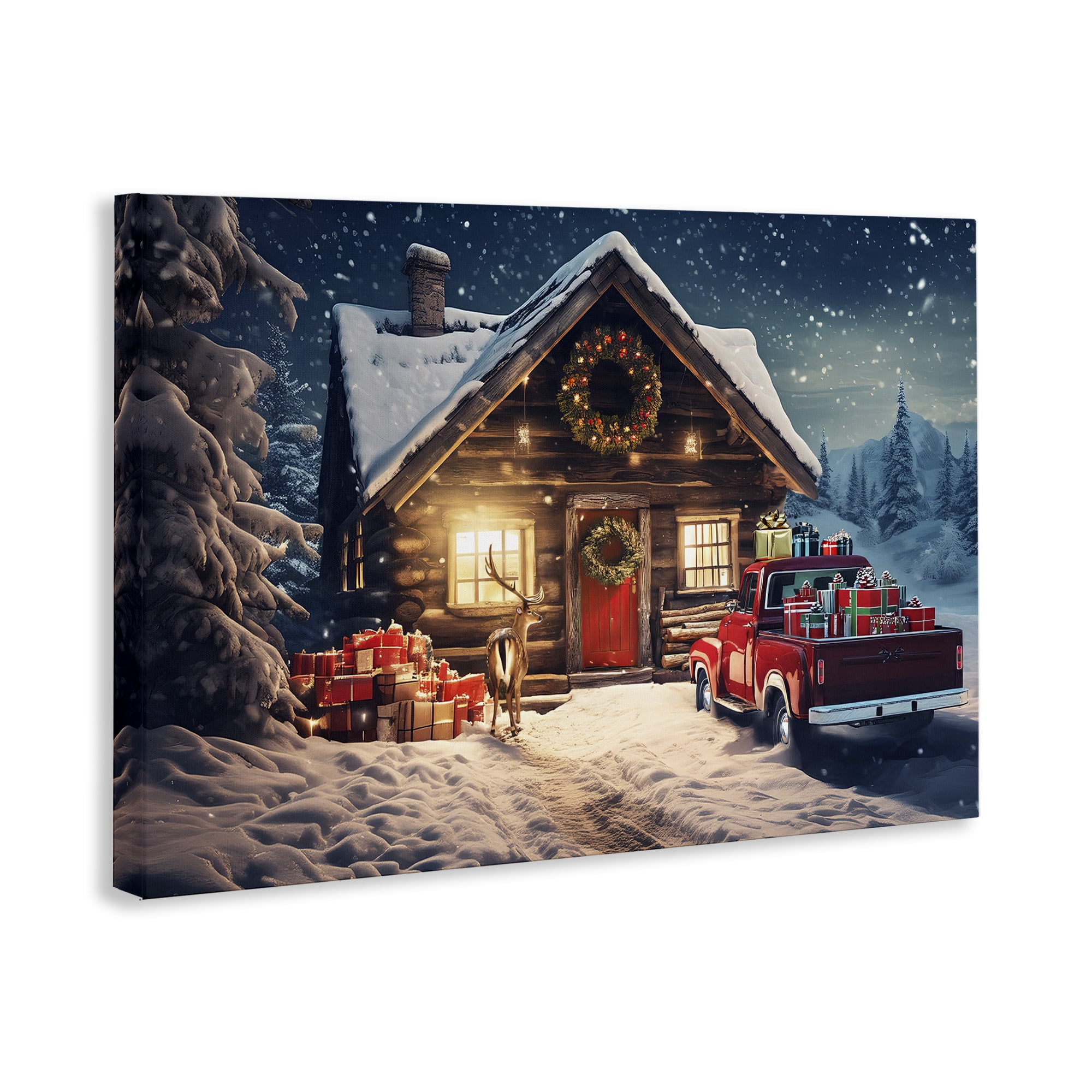 Stupell Industries Woodsy Holiday Cabin Holiday Painting Gallery Wrapped Canvas Art Prints Wall Art, 30 x 20