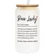 thumbnail image 1 of Vaso para beber TEEBIM Boss Lady de cristal de 473 ml con tapa de bambú, 1 of 8