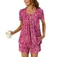 thumbnail image 5 of Conjunto de Ropa de Salón de las Mujeres Impreso Cuello Redondo Manga Corta Superior Y Pantalones, Ropa de Casa Suave Dos Piezas, 5 of 6