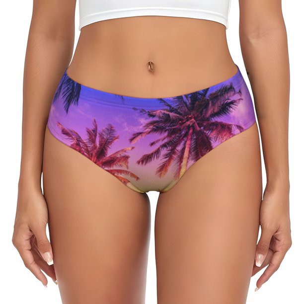 Balery Palm Trees at Sunset Ropa Interior de Algodón para Mujer con Dibujo – Braguitas Cómodas y Elásticas, Estilo Clásico-X-Small