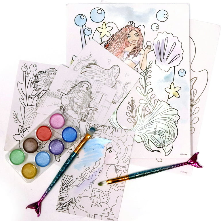 14 Pc Disney Princess Coloring Books Set Activity Pad Kids Drawing Glitter  Pens