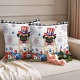 thumbnail image 2 of Independence Day Pillow Covers 2 Pack Cartoon Pug Dog Cute Puppy Colorful Poppy Wood Grain Pillowcase Waterproof Outdoor Throw Pillow Cover for Patio Garden Square Cushion 26”x26”, 2 of 9