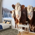thumbnail image 2 of Peel and Stick Wallpaper Hereford Cows Winter Modern Art Wall Mural Decor Self Adhesive and Removable 100in x 144in, 2 of 8