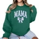 thumbnail image 5 of Penkiiy Mujeres de manga larga Mama Sudaderas de cuello redondo Suéter suelto blusa ligera Tops S Verde, 5 of 7