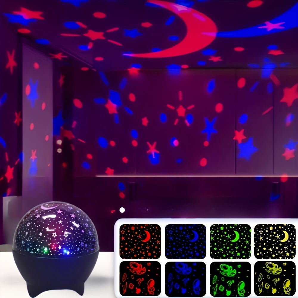 Rotating Star Moon Projector Night Light, 16 RGB Colors, Compact Starry Sky & Moon Lamp for Bedroom Living Room Party Christmas Decoration Gift