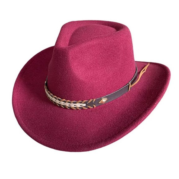 Conairie Unisex Fashion Wide Brim Cowboy Fedora Hat Retro Flat Brim Felt Outdoor Casual Jazz Cap Summer Sun Protection