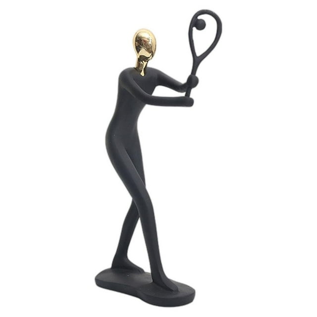 Escultura de figura deportiva de resina, estatua para el hogar o la oficina, colección única de adornos. Bádminton