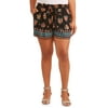 Women's Plus Size Border Print Soft Shorts