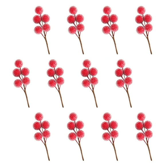 WHAMVOX  12 Pcs Red Berry Branches Christmas Tree Picks Stage Decorations