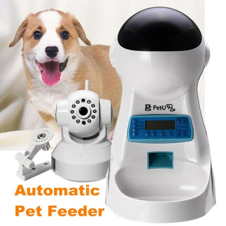 Automatic Digital Pet Feeder Dog Cat Dry Food Dispenser Wi-Fi Enabled App for iPhone and Android, Programmable Timer, HD Camera With Night Vision For Pet Viewing, Two Way (Best Face To Face Chat App For Android)