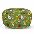 thumbnail image 1 of Fruits Pouf Cover with Zipper, Avocado Apples Banana Grapes Lime Healthy Peach Orange Theme Pattern, Soft Decorative Fabric Unstuffed Case, 30" W X 17.3" L, Green Multicolor, by Ambesonne, 1 of 5