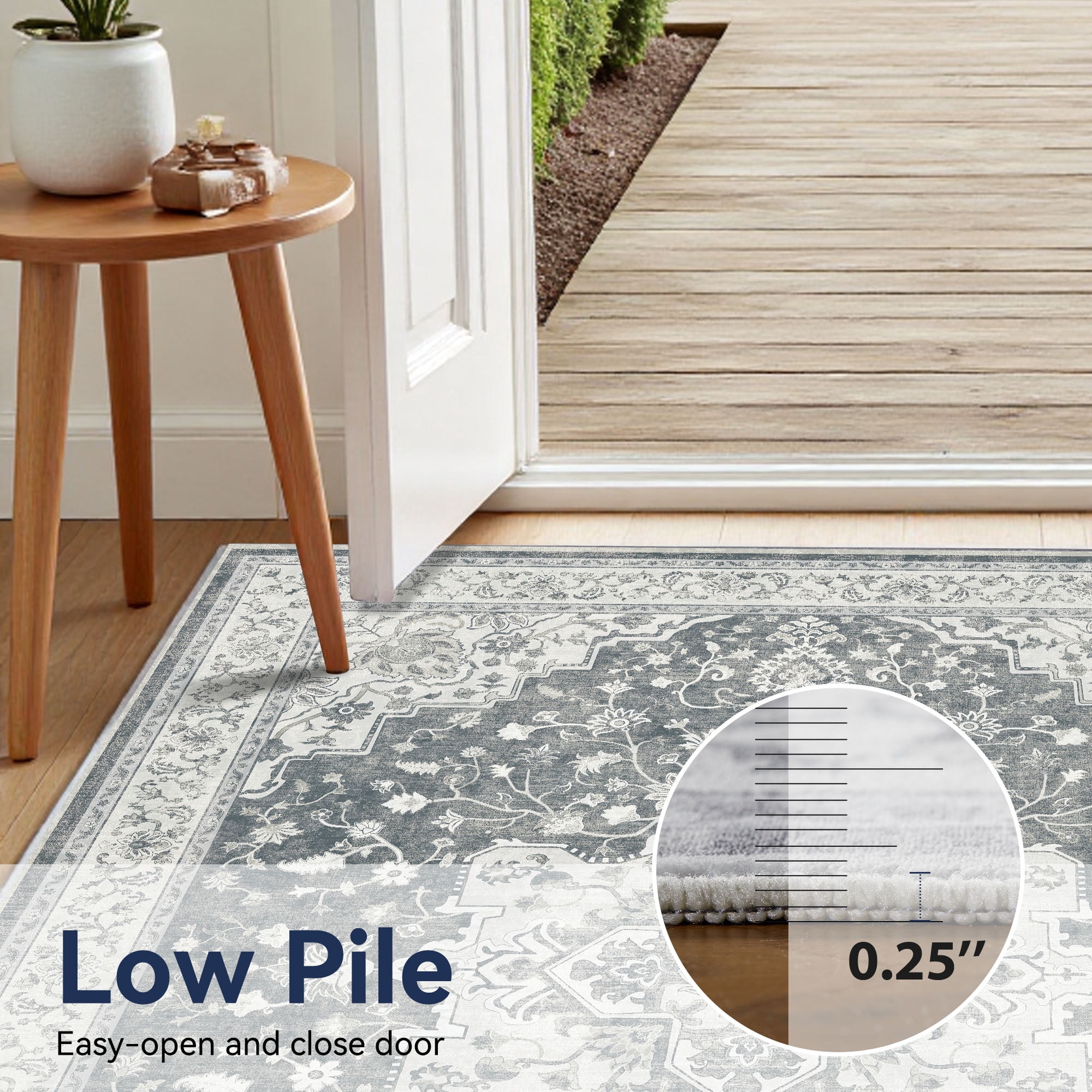 CHITOOMA 8'x10' Area Rugs for Living Room, Washable Rugs Vintage Soft Living Room Rug for Bedroom Dining Room Dorm Office with Non-Slip Backing, Stain Resistant Non-Shed Carpet