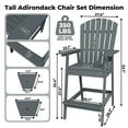 thumbnail image 2 of Chaises Adirondack Hauteur Bar d'Extérieur avec Plateau de Raccord, Ensemble de 2 Chaises de Balcon pour Terrasse, Patio, Cour Arrière, Chaises Adirondack Hautes avec Trou pour Parasol, 2 of 7