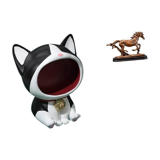 Estatua De Gato Y Caballo, Adorno Artesanal, Figurita Coleccionable, Obra De Arte, Cuenco Decorativo Para Centro De Mesa, Dormitorio, Escritorio, Sala De Estar, Estantería, Decoración Del Hogar
