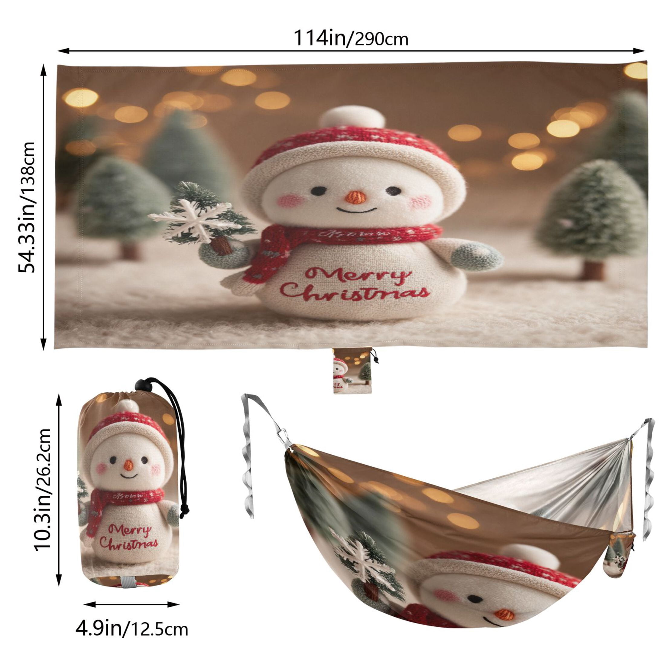 Hammock Camping Hammock Nylon Portable Hammock Travel Camping Hammock Christmas Snowman Cartoon