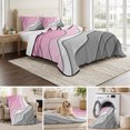 thumbnail image 6 of King Quilt Set 96''x106'', Pink Grey Ombre Lightweight Bedspread Coverlet Set with 2 Pillow Shams, Modern Geometric Abstract Cream Breathable All Season Quilt Bedding for Bedroom/Guest Room, 6 of 9