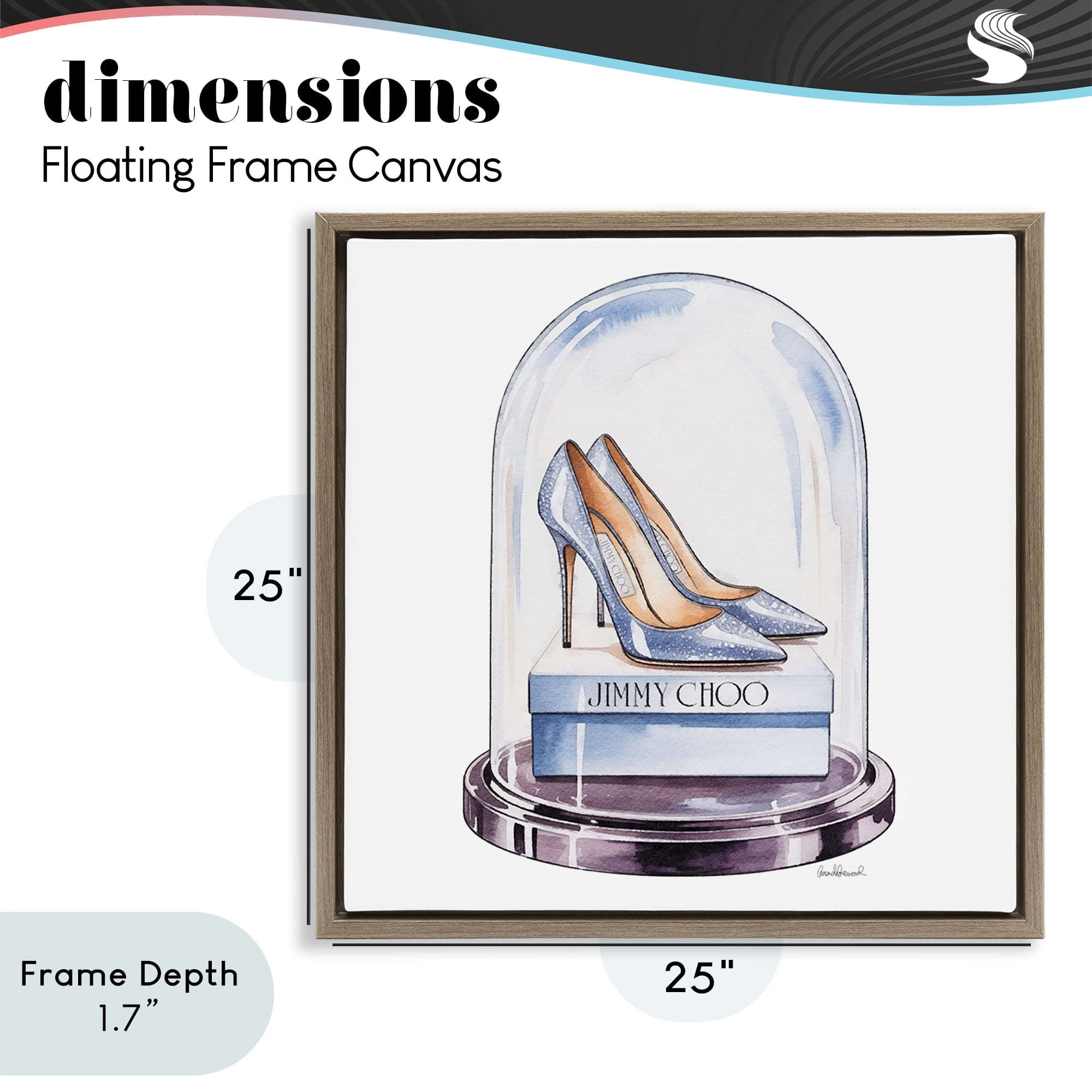 Stupell Industries Elegant Shoes in Bell Jar Brown Framed Floater Canvas Wall Art, design by Amanda Greenwood