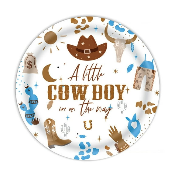 Yammee 1Set Western Cowboy Party Supplies Set with Horse Designing Plates Napkins