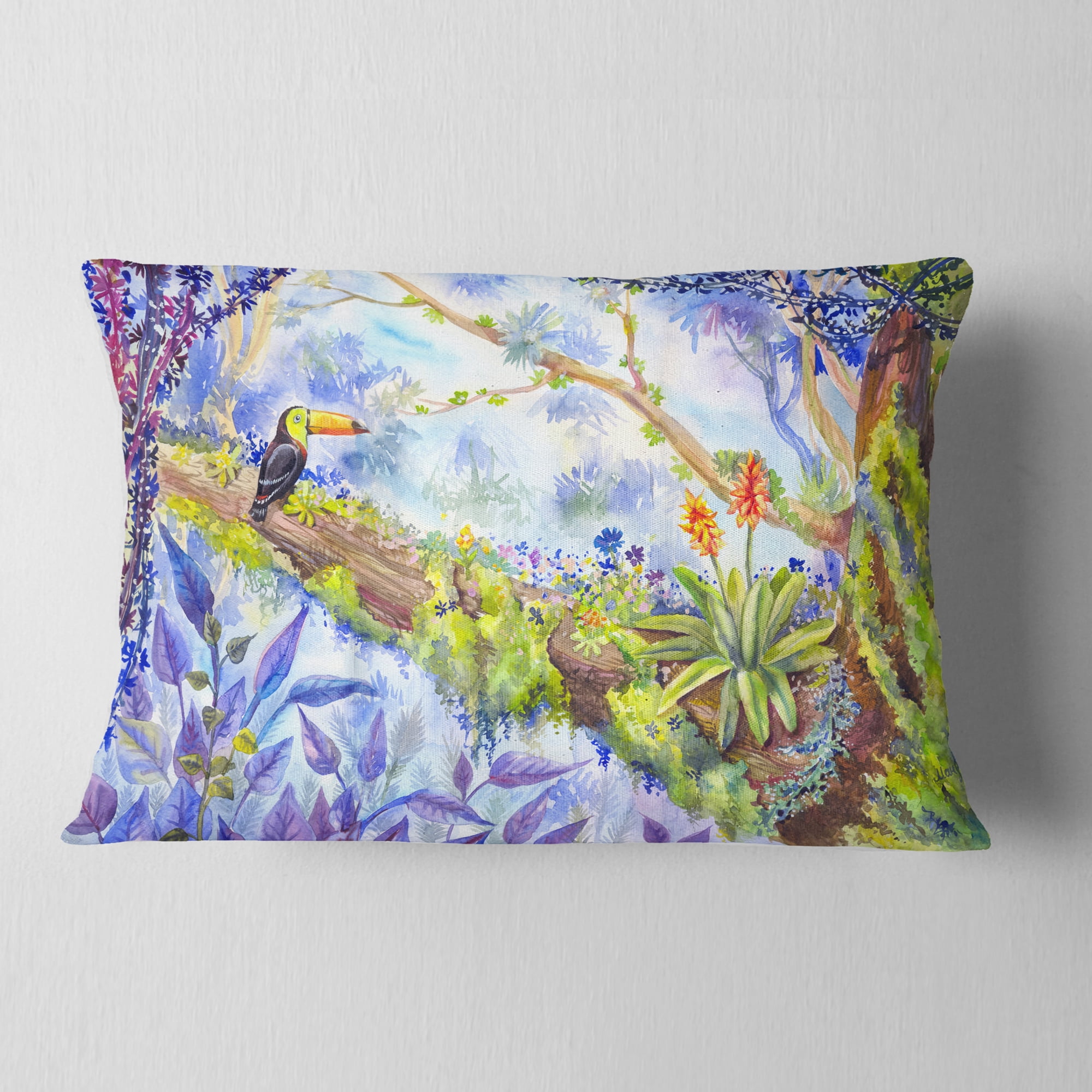 Designart 12" x 20" Green Polyester Throw Pillow