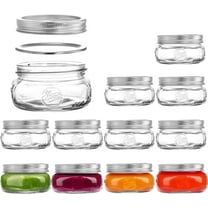 12 Pack Home Glass Mason Jars with Silver Metal Lids and Bands, 8-Ounce Wide Mouth Glass Canning Jars for for Canning, Preserving, Meal Prep, Overnight Oats, Jam, Jelly