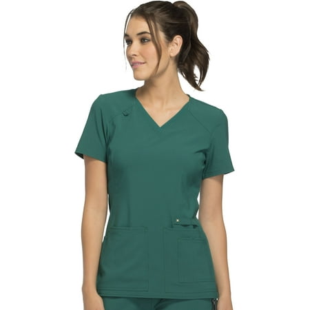 

Cherokee Iflex Women s Scrubs Top V-Neck Knit Panel CK605