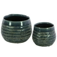 thumbnail image 2 of Ceramic Short Bellied Round Vase Set of Two Gloss Finish Blue, 2 of 2
