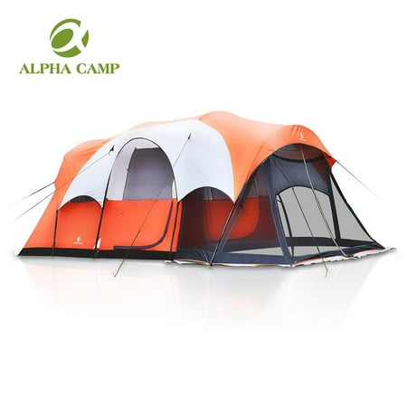 Alpha Camp 6 Person Family Camping Tent with Screen Porch, 17'x