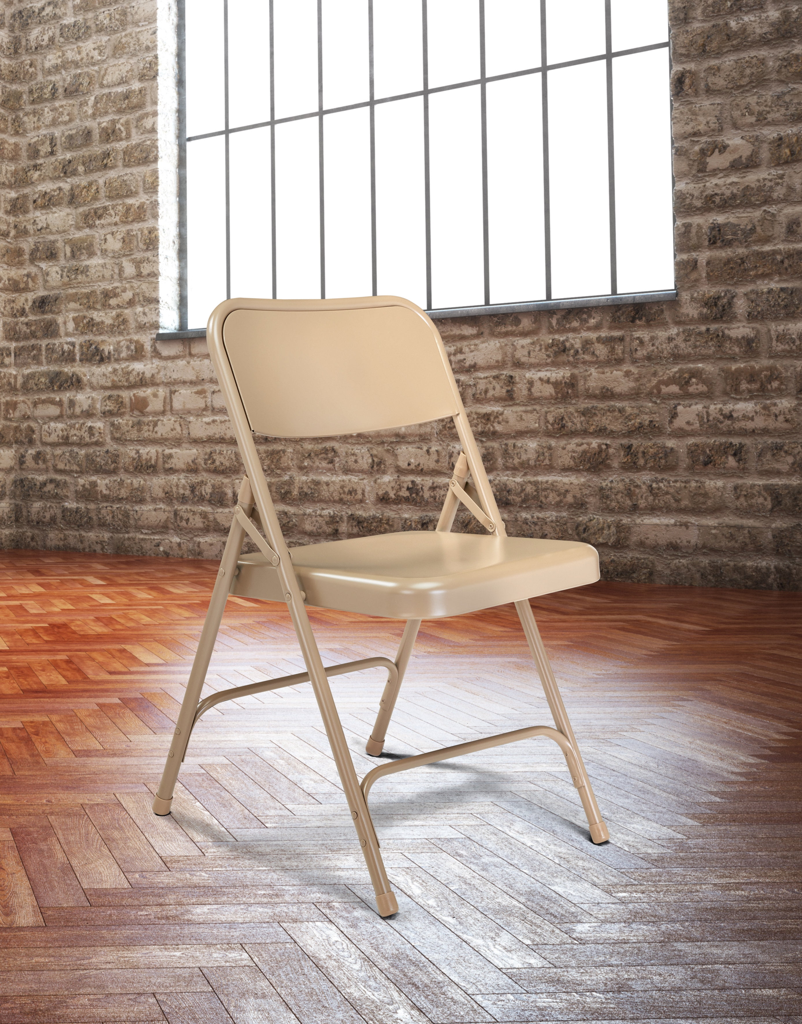 (4 Pack) 200 Series Premium All-Steel Folding Chairs Beige