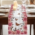 thumbnail image 3 of Table Runners 70 Inches Long Dress Scarves, Pink Roses Birds Farmhouse Coffee/Dining/Kitchen Table Decor, Holiday Table Runner, Spring Floral Butterflies Gray Wooden 13x70 Inch, 3 of 9