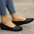 thumbnail image 4 of HTHLVMD Rhinestone Ballet Flats for Women, Slip-On Dressy Flats, Casual Walking Flats for Women, Comfortable Slip-On Shoes, Womens Faux Suede Rhinestone Ballerina Ballet Flats Shoes, Black 6, 4 of 7