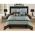 7 Pieces Brown Aqua Blue Embroidery Comforter Set Bedinabag Queen