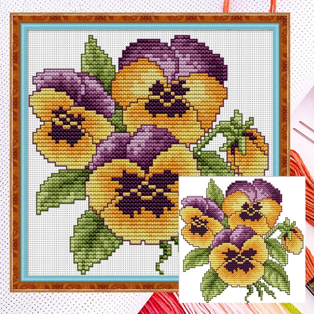 Hilo Algodón Ecológico para Bordado No Manchú 14CT 2 Hebras Tela Blanca 17*17cm La Felicidad Wdftyju Kit Serie Punto Cruz