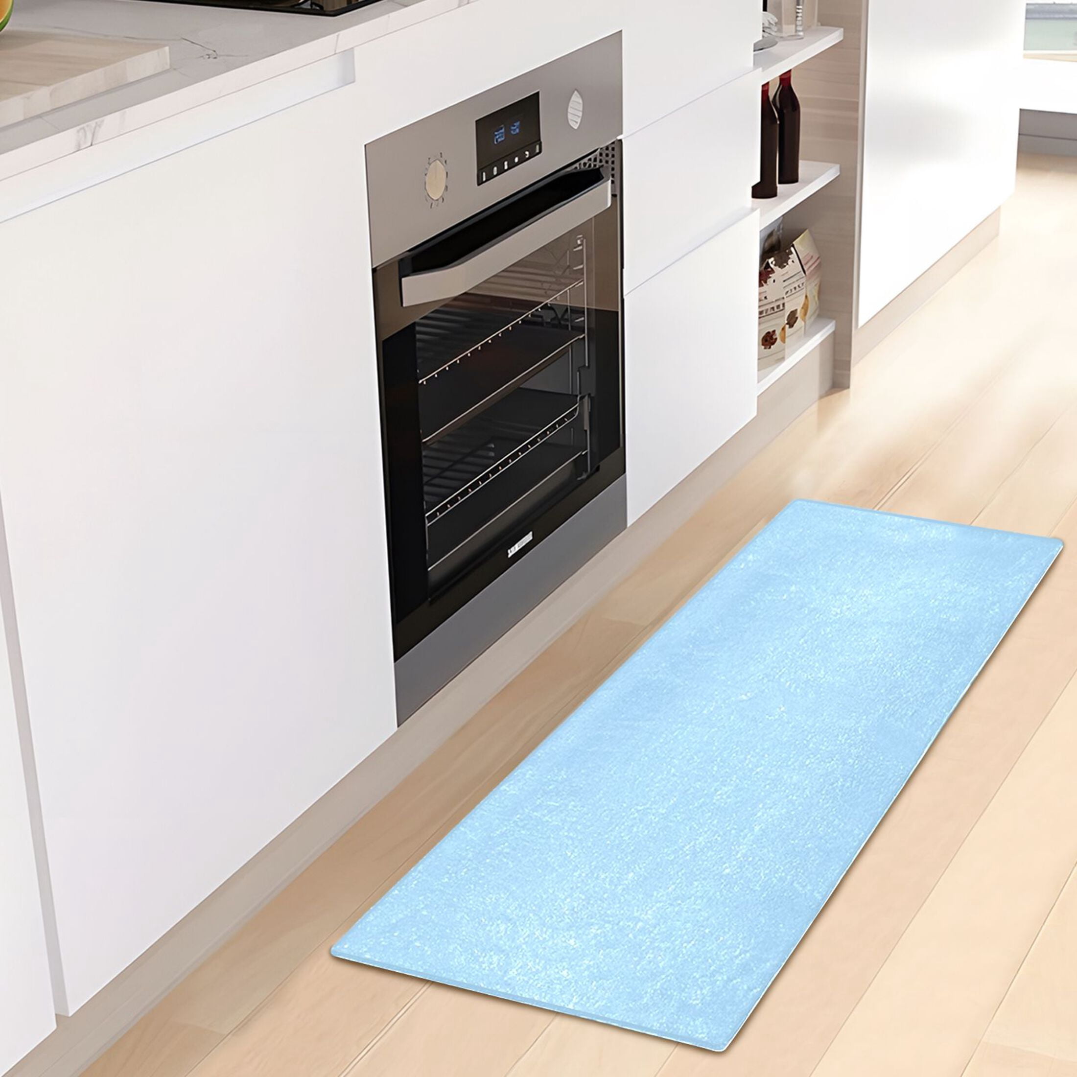 Light Sky Blue Bath Mat 39x20 Non-Slip Bathroom Rugs Absorbent Soft Plush Quick Dry for Tub Shower Kitchen Home Decor