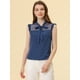 thumbnail image 4 of Blusa de trabajo Allegra K con Lazo transparente de malla sin mangas Volantes estampado de corazones Azul oscuro S, 4 of 4