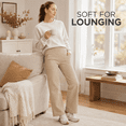 thumbnail image 5 of Feekit Women's Fleece Lined Wide Leg Yoga Pants, High Waisted Stretch Lounge Pants with 2 Deep Pockets, 5 of 8