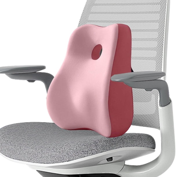 Cojín de espuma viscoelástica para la espalda, cojín para silla con respaldo bajo, mejora la postura al sentarse en el sofá, el coche, la conducción y Rosa