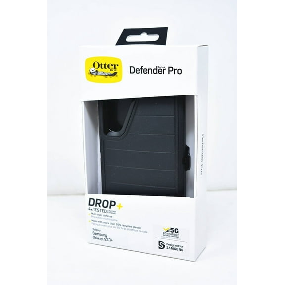 OtterBox Defender Rugged Holster Cell Phone Case for Samsung Galaxy S23 Plus, Black