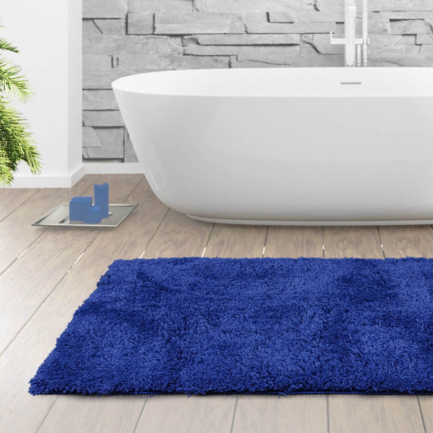 Reya Teal Blue Bath Mat