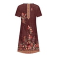 thumbnail image 5 of JINMGG Summer Dresses 2024, Dresses for Women 2024 Women's Summer Bohemian Print Short Sleeve Beach Dress Knee Length Dress Wine S, 5 of 5