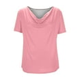 thumbnail image 5 of YUGYXL Cowl Neck Tops for Women Spring Dressy Casual Elegant Short Sleeve Tops Summer Work Tops Office Fashion Blouses Pink XL, 5 of 7