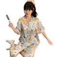 thumbnail image 5 of Camisones con estampado de dibujos animados para mujer, vestido de noche de seda satinada de manga corta, pijama de verano, novedad de 2024, 5 of 5