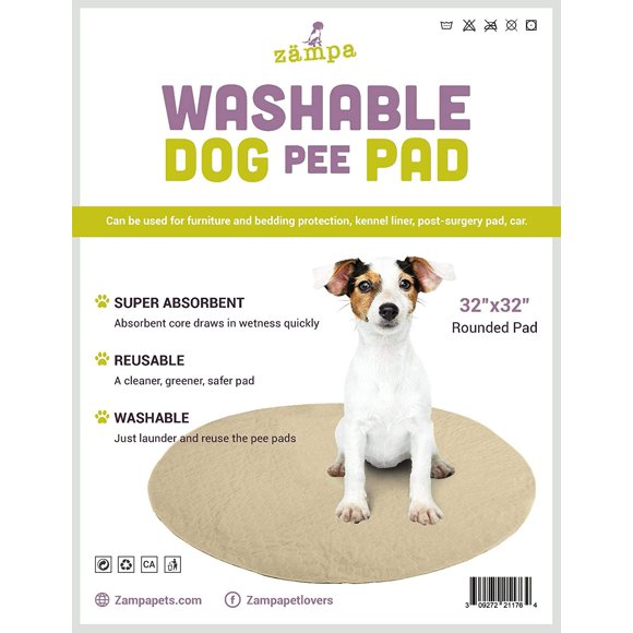 Zampa Tapis de Mise Bas Ronds de Qualité pour Animaux, Forme Circulaire Réutilisables pour Pipi de Chien/quiltés, Tapis de Mise Bas pour Chien à Absorption Rapide/tapis d'Entraînement Imperméable pour Chiot/lavables à la Machine, Idéal pour Parc de Jeu