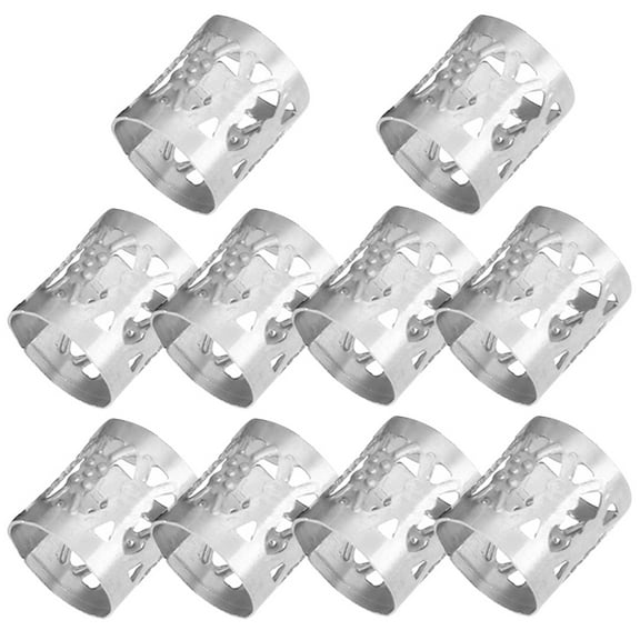 ETHZZLE 10Set Dreadlocks Metal Hair Cuffs Adjustable Rings for All Hair Types in Silver