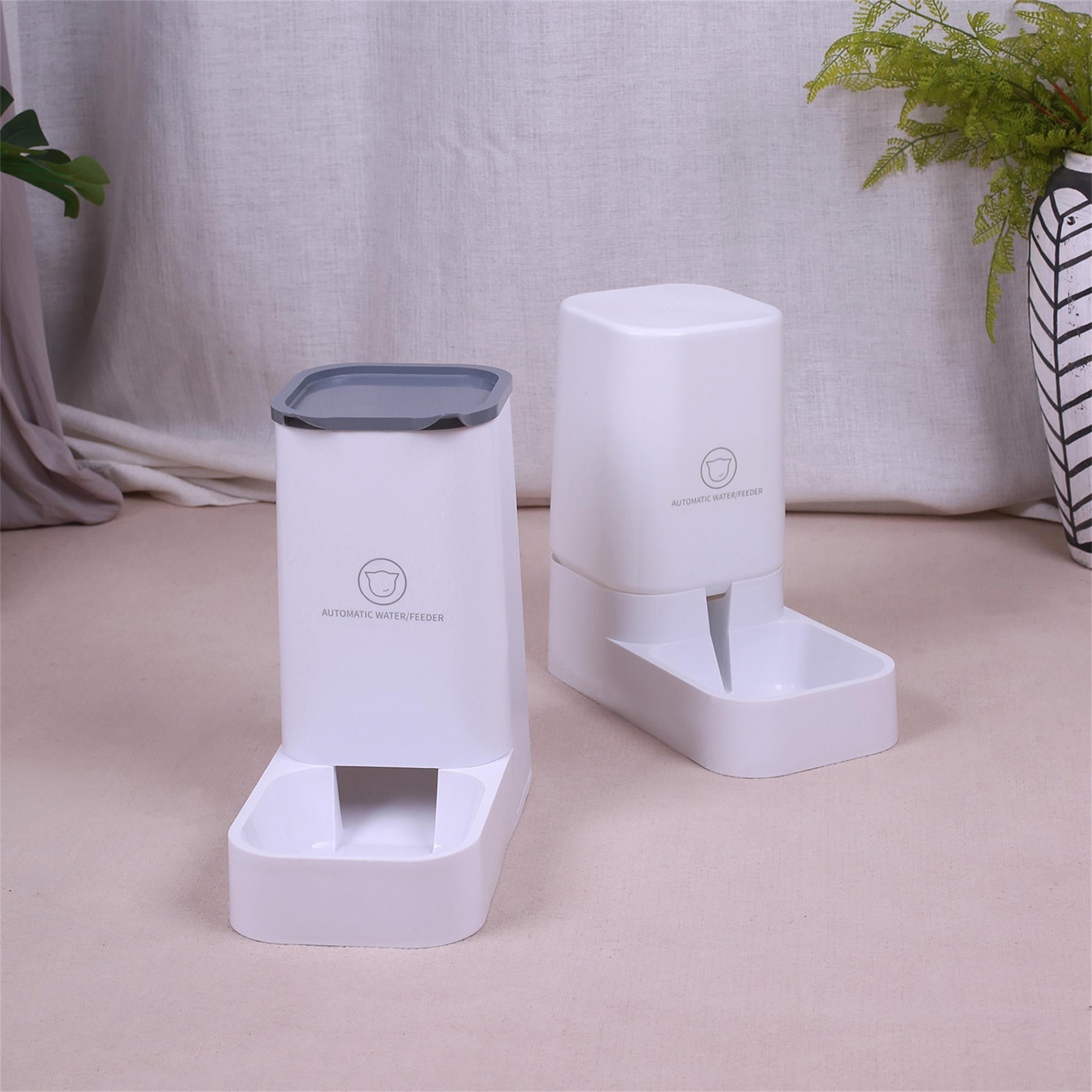 Pefilos Automatic Pets Feeder and Water Dispenser Set, Plastic Pet Dog Food Bowl for Small Medium Dogs Cats, 4.6 lbs Dog Bowl and 1.8 gal Water Bowls, White Pefilos Automatic Pets Feeder and Water Dispenser Set, Plastic Pet Dog Food Bowl for Small Medium Dogs Cats, 4.6 lbs Dog Bowl and 1.8 gal Water Bowls, White