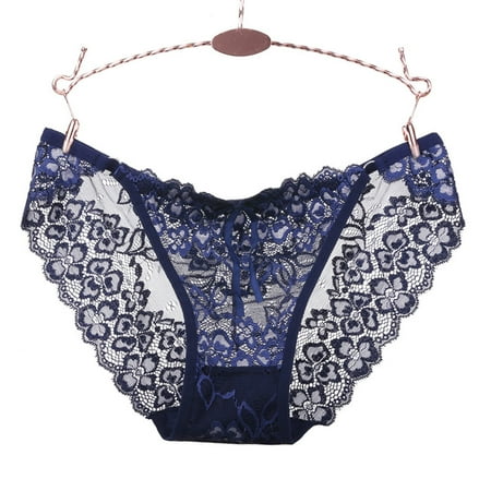 Clearance!Uooqdmx Womens Underwear Underwear for Women Briefs Lace Embroidery G-string Low-waist Thong Ladies Underwear Panties Navy One Size
