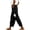 Black, variant on Women's Cropped Linen Pants Drawstring Elastic High Waist Square Lace Patch Straight Ankle Trousers with Side Pockets for Summer Beach Daily Walking