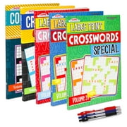 VARIETY SAVINGS 5-Pack 450+ Travel-Size Crosswords Puzzle Books for Adults, Aging Seniors Brain Stimulation Large Print Words Activity Books (Variety Pack Bulk), Paperback  Digest Size 8x5
