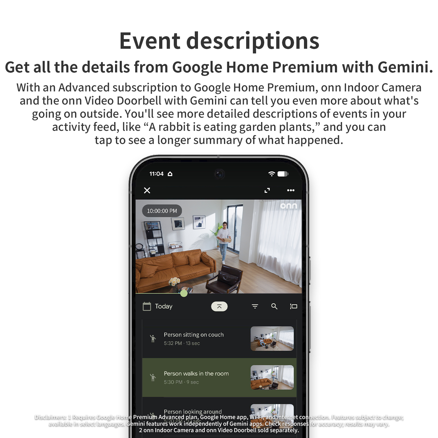 Cámara interior con cable, video HDR 1080p, con Google Home y Gemini, búsqueda en historial de video, descripciones de eventos 3