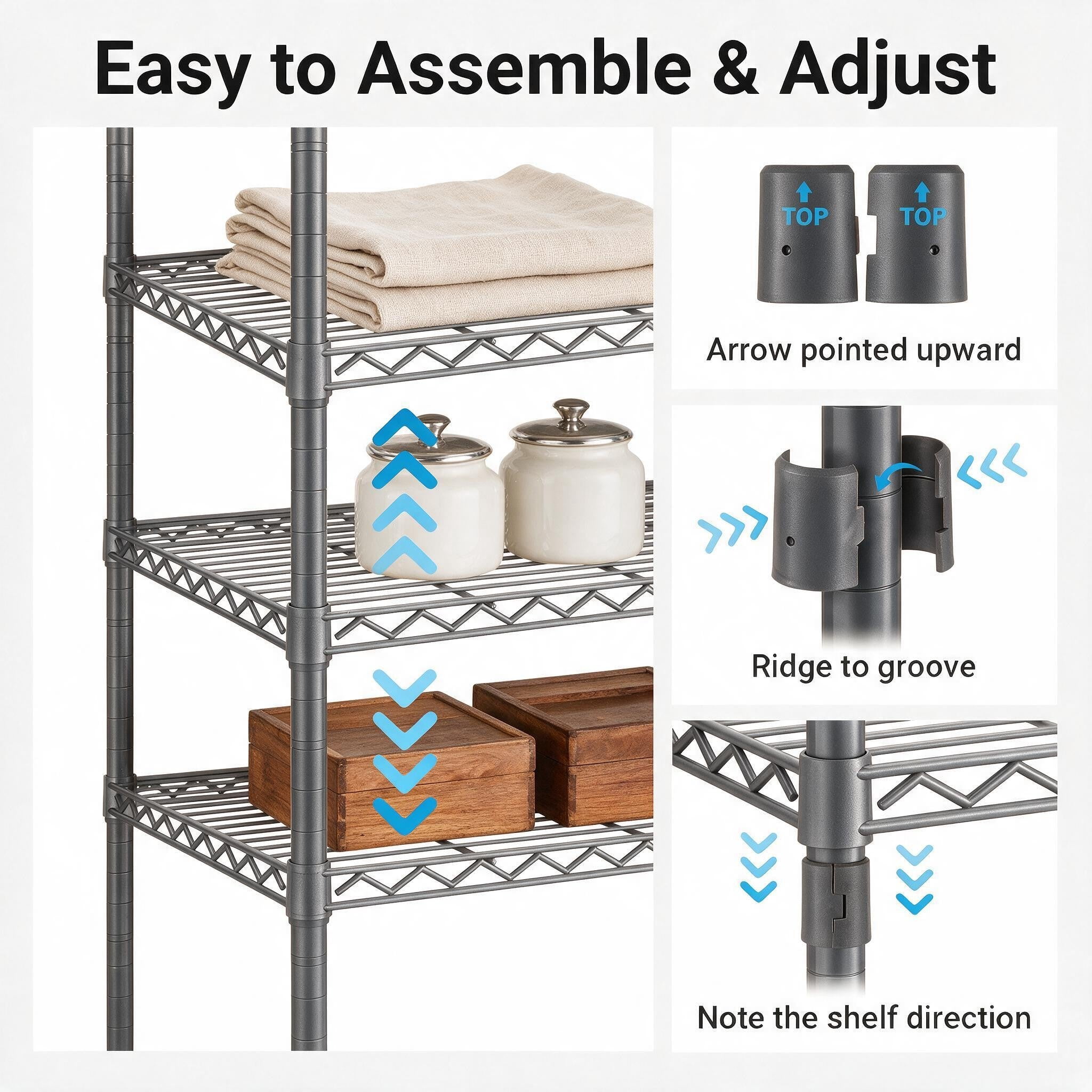 Sailvan 640LBS Heavy Duty Rolling Clothes Rack, 47" Garment Rack with Wheels, Metal Freestanding Portable Closet, 2 Hanging Rods & 3 Shelves,Gray