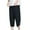 Black, variant on Mens Pants Casual Trendy Solid Color Relaxed Fit Capri Pants Elastic Waist Drawstring Capris